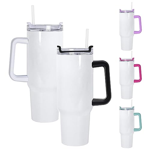 AGH 40 oz Sublimation Tumblers with White Handle and Cover, 20 Pack Mugs Insulated Tumbler with Lid and Straw, Reusable Vacuum Coffee Car Cups shipping from USA