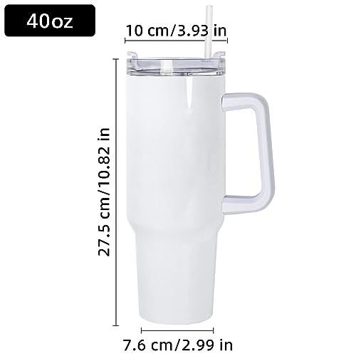 AGH 40 oz Sublimation Tumblers with White Handle and Cover, 20 Pack Mugs Insulated Tumbler with Lid and Straw, Reusable Vacuum Coffee Car Cups shipping from USA