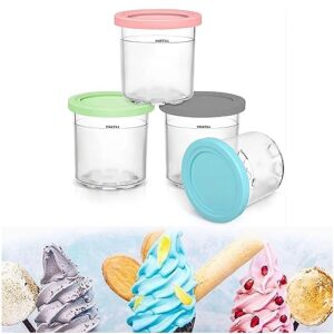 vrino creami deluxe pints, for ninja creami pints and lids - 4 pack,16 oz ice cream containers airtight and leaf-proof for nc301 nc300 nc299am series ice cream maker