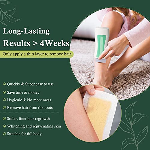 Roll on Wax Kit, AVAII Wax Roller Kit for Hair Removal, Super Easy to Use Roll on Wax Warmer with Aloe Vera & Honey Soft Wax Cartridge, Home Roller Waxing Kit for Women Men Large Area