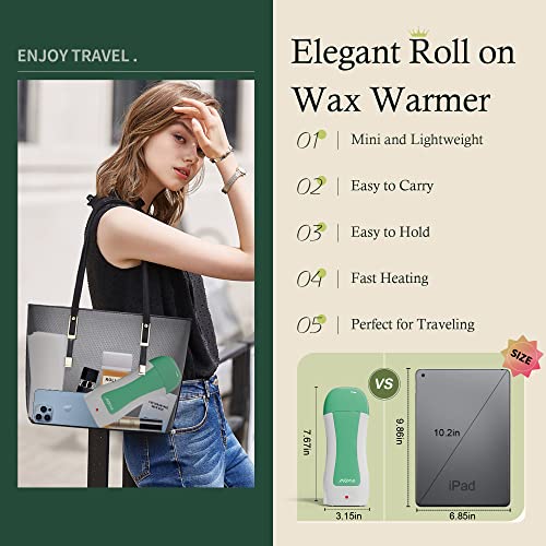 Roll on Wax Kit, AVAII Wax Roller Kit for Hair Removal, Super Easy to Use Roll on Wax Warmer with Aloe Vera & Honey Soft Wax Cartridge, Home Roller Waxing Kit for Women Men Large Area