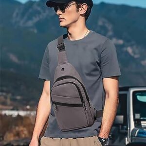 EVANCARY Small Sling Bag for Women Men, Chest Daypack Crossbody Backpack for Travel Sports Running Hiking Grey