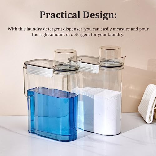 Detergent Storage Bucket, Durable PP Material Washing Powder Container With Measuring Cup Lid, Useful Design Detergent Dispenser, Large Capacity Laundry Powder Storage Dishwashing Liquid