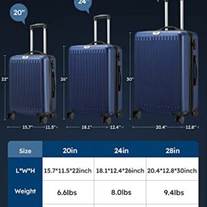 Hard Sided Luggage with Spinner Wheels,Expandable Suitcases with TSA Lock (20" Carry-on, Deep Blue)…