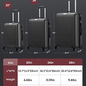 Luggage Expandable Suitcases With Wheels, Hardside Lightweight Carry-on Luggage 20 inch