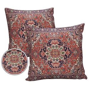 Outdoor Pillow Covers Waterproof, Native American Indian, Decorative Square Throw Pillowcases Patio Cushion Covers for Tent/Garden, 16" x 16" 2 Pack, Abstract Antique Traditional European Luxury