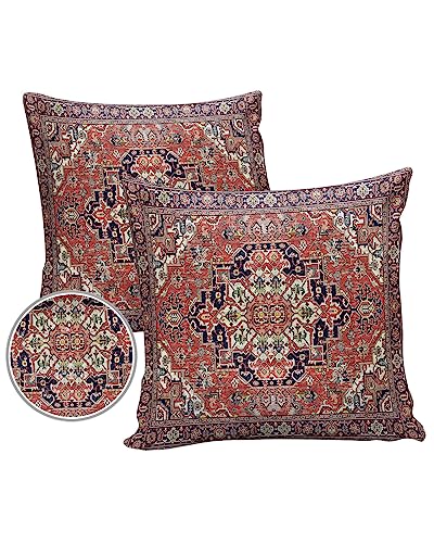 Outdoor Pillow Covers Waterproof, Native American Indian, Decorative Square Throw Pillowcases Patio Cushion Covers for Tent/Garden, 16" x 16" 2 Pack, Abstract Antique Traditional European Luxury