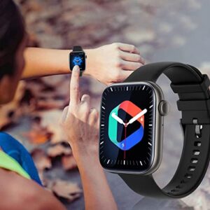 1.8" Full Touch Screen Smart Watch for Android & iOS Phones with Heart Rate & Blood Oxygen Monitor IP67 Waterproof, Multiple Sport Modes, Voice Assistant, Fitness Smart Watch for Women Men (Black)