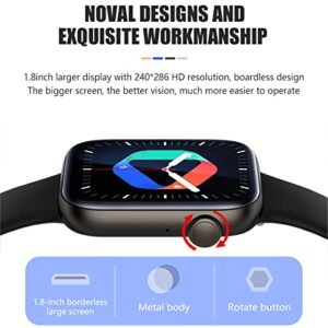 1.8" Full Touch Screen Smart Watch for Android & iOS Phones with Heart Rate & Blood Oxygen Monitor IP67 Waterproof, Multiple Sport Modes, Voice Assistant, Fitness Smart Watch for Women Men (Black)