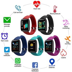 Smart Watch for Men Women Fitness Watch Wristband iOS & Android Smartwatch Heart Rate Blood Pressure Watch Activity Trackers and Smartwatches Waterproof Sports Watch Gifts for Men Women (Black)