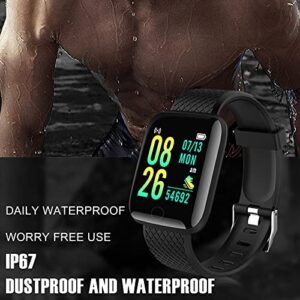 Smart Watch for Men Women Fitness Watch Wristband iOS & Android Smartwatch Heart Rate Blood Pressure Watch Activity Trackers and Smartwatches Waterproof Sports Watch Gifts for Men Women (Black)