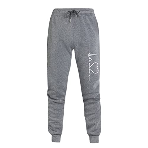 DOLKFU Prime Deals of The Day Lightning Deals Lounge Pants Women's Drawstring Elastic High Waist Athletic Sweatpants Fashion Graphic Joggers Comfy Loose Fit Sweatpants Dark Gray XL