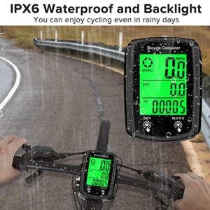 Hilceriy Bike Computer and Bicycle Odometer Wired KM/H Bike Speedometer with Automatic Wake-Up Cycling Speed Tracker LCD Display & Single Mileage & Multi-Functions & Calories Statistics