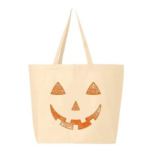 shop4ever orange jack o' lantern pumpkin face halloween trick or treat jumbo heavy canvas tote reusable shopping bag natural jumbo 1