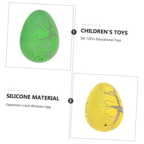 EXQUIMEUBLE 12pcs Water Hatching Dinosaur Eggs Mini Toy Kids Educational Toys Inflatable Toy Transforming Dinosaur Toys Easter Eggs Surprise Toys Dinosaur Egg Toys Inflation Toy Dinosaur Model