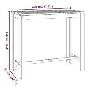 MSLAONXC Patio Bar Table,Outdoor Side Table,Coffee Table,Garden Side Table,Sofa Side Table,Entrance Table,for Yard,Garden,Living Room,Bistro,Balcony,Lawn,47.2"x23.6"x41.3" Solid Wood Acacia