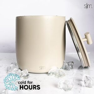 Simple Modern Vacuum Insulated Ice Bucket with Lid and Scoop | For Cocktail, Champagne, Wine, Beer, & Hosting | Stainless Steel 100oz Capacity for Large Parties | Rocks Collection | Midnight Black