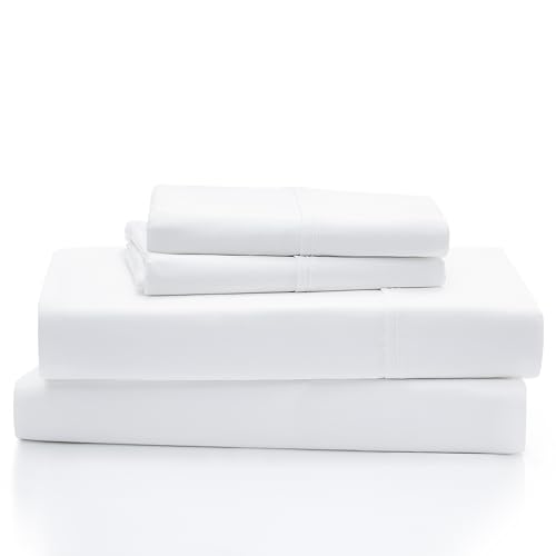 UGG 14180 Iona King 100% Cotton Bed Sheets and Pillowcases 4-Piece Set Matte Sateen Fabric Sleep in Luxury Machine Washable Resort Sheet Set, King, Ocean Bright White