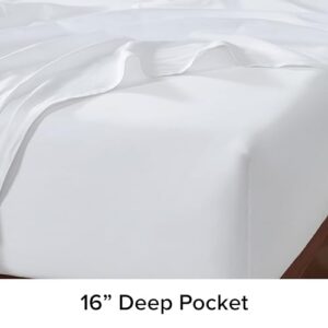 UGG 14180 Iona King 100% Cotton Bed Sheets and Pillowcases 4-Piece Set Matte Sateen Fabric Sleep in Luxury Machine Washable Resort Sheet Set, King, Ocean Bright White