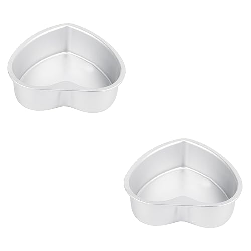 Abaodam 2pcs Bottom Casting Chiffon Oven Sliver Shaped Inches Pansmini Valentines Bread Day Inch Decor Tins Alloy Molding Cutter Pans Detachable for Bakeware and with Brownies