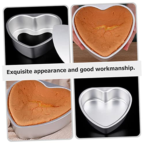 Abaodam 2pcs Bottom Casting Chiffon Oven Sliver Shaped Inches Pansmini Valentines Bread Day Inch Decor Tins Alloy Molding Cutter Pans Detachable for Bakeware and with Brownies