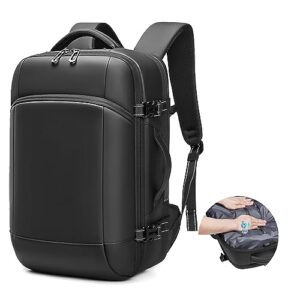 backpack for traveling on airplane,17 inch laptop backpack women,completely waterproof backpack for women men 70l large travel backpack personal item size with vacuum bag inside save space,black
