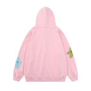SYOKUP Women Teen Girls Y2K Hoodie Jacket Graphic Zip Up Hoodie Oversized Star Hooded Sweatshirt Tops E-Girls Streetwear