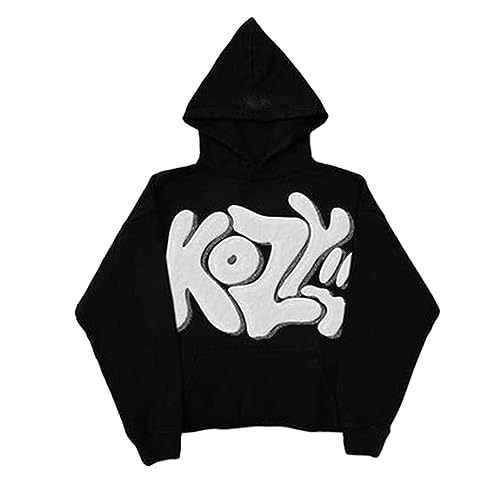 Sunwittafy Y2k Hoodie Men Women Letter Print Zip Up Hoodie Grunge Pullover Sweatshirt Harajuku Jacket Streetwear A-black