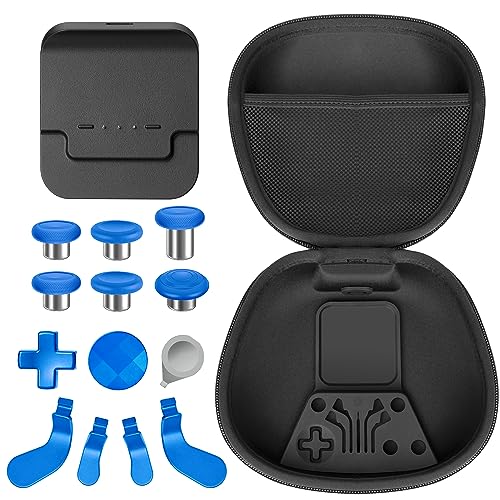 Sedicoca Complete Component Pack for Xbox Elite Wireless Controller Series 2 ,Includes 1 Carrying Case 1 Dock, 4 Paddles, 2 DPads,6 Thumbsticks,1Tool, for Xbox One Elite Series 2 Core Replacement Parts（blue ）