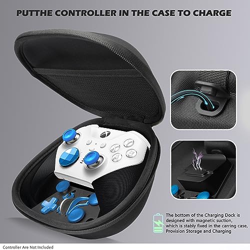 Sedicoca Complete Component Pack for Xbox Elite Wireless Controller Series 2 ,Includes 1 Carrying Case 1 Dock, 4 Paddles, 2 DPads,6 Thumbsticks,1Tool, for Xbox One Elite Series 2 Core Replacement Parts（blue ）