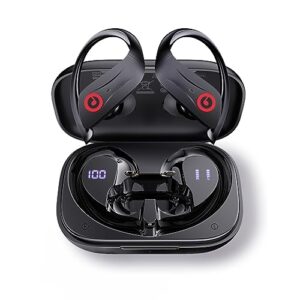 wireless earbuds bluetooth 5.3 headphones led digital display 60h playtime ear buds with wireless charging case wireless headphones with earhooks ipx7 waterproof sports headphones for workout running