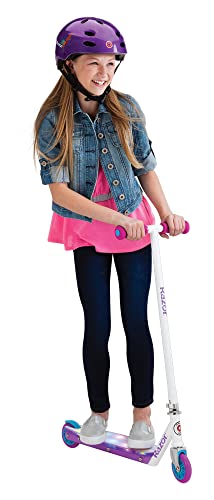 Razor Party Pop Kick Scooter for Kids Ages 6+ - 12 Multi-Color LED Lights, Urethane Wheels & A5 Lux Kick Scooter for Kids Ages 8+ - 8 Urethane Wheels, Anodized Finish Featuring Bold