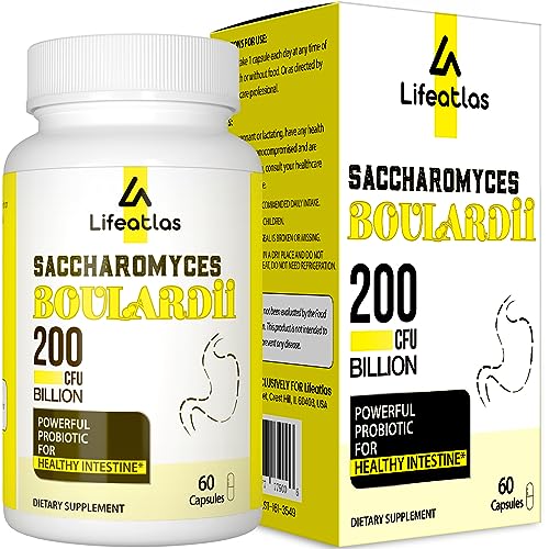 200 Billion CFUs Saccharomyces Boulardii Probiotics - Clinically Studied Probiotics for Women & Men, Enhanced Intestinal Tract, Immune, Bloating Gut & Digestive Health, Acid Resistant - 2 Month Supply