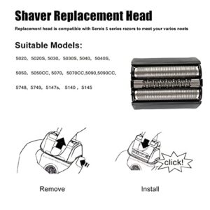 52B Blades Compatible with Braun Series 5 Electric Shaver Head&for Braun S5 Wet and Dry Replacement Head,Upgrade Foil & Cutter for Braun 52b Shaver Models 5020 5190cc 5040 5140s 5030s 5147s 5769cc Etc