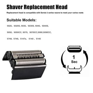 52B Blades Compatible with Braun Series 5 Electric Shaver Head&for Braun S5 Wet and Dry Replacement Head,Upgrade Foil & Cutter for Braun 52b Shaver Models 5020 5190cc 5040 5140s 5030s 5147s 5769cc Etc