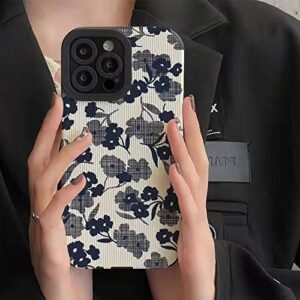 Faneiy for iPhone 14 Pro Max Case Leather Grain Cute Silicone Aesthetic Floral Women Girl Phone Case Camera Protection Shockproof Design for iPhone 14 Pro Max -6.7''