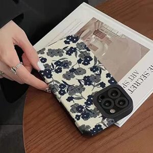 Faneiy for iPhone 14 Pro Max Case Leather Grain Cute Silicone Aesthetic Floral Women Girl Phone Case Camera Protection Shockproof Design for iPhone 14 Pro Max -6.7''