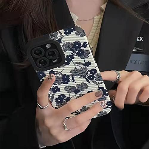 Faneiy for iPhone 14 Pro Max Case Leather Grain Cute Silicone Aesthetic Floral Women Girl Phone Case Camera Protection Shockproof Design for iPhone 14 Pro Max -6.7''