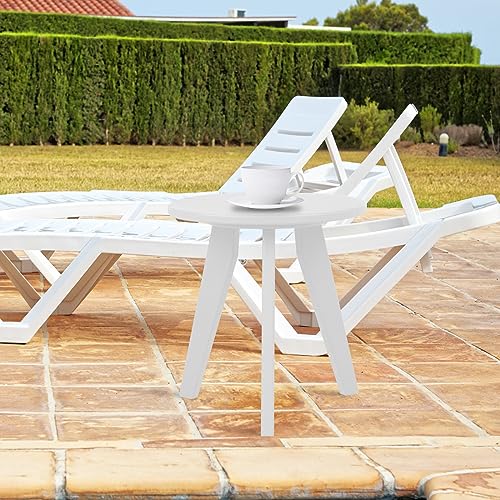 BIVODA Outdoor Adirondack Side Table, HDPE Small Round End Table,Weather Resistant End Table for Patio, Backyard, Pool, Indoor Companion, Beach, Easy Maintenance