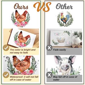 Farmhouse Rub on Transfers for Crafts and Furniture Rub on Decals Animals Floral 9 Pcs Rub on Transfers Stickers for Paper Wood Crafts DIY Arts