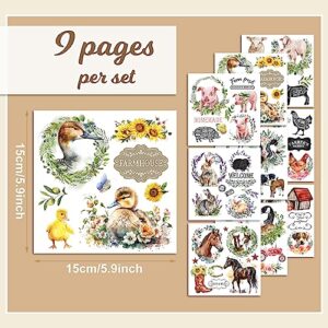 Farmhouse Rub on Transfers for Crafts and Furniture Rub on Decals Animals Floral 9 Pcs Rub on Transfers Stickers for Paper Wood Crafts DIY Arts