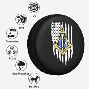 Freemason Masonic Tire Cover Waterproof Sunscreen Wheel Protectors for Trailer Rv SUV and Many Vehicle 15 Inch Tire Cover