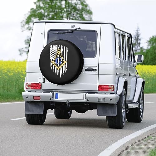 Freemason Masonic Tire Cover Waterproof Sunscreen Wheel Protectors for Trailer Rv SUV and Many Vehicle 15 Inch Tire Cover