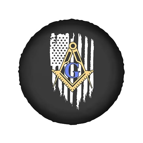 Freemason Masonic Tire Cover Waterproof Sunscreen Wheel Protectors for Trailer Rv SUV and Many Vehicle 15 Inch Tire Cover