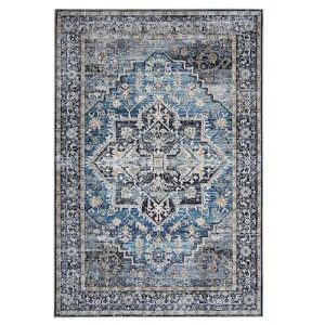 GAOMON Washable Area Rugs 5x7 Boho Rugs for Living Room Vintage Soft Carpet for Bedroom Waterproof Rug Non Slip Rugs for Hardwood Floors (Gray, 5x7)