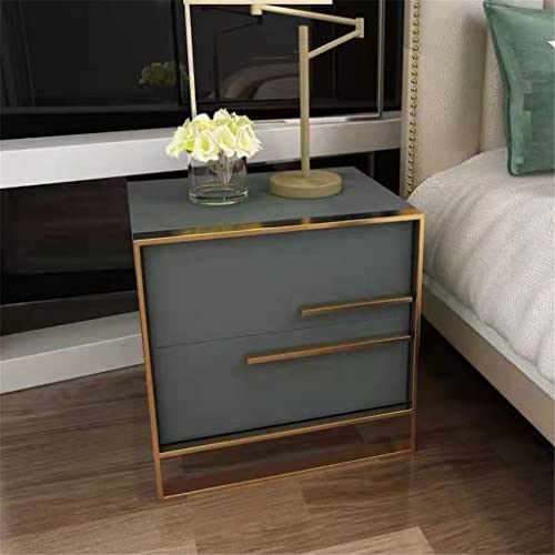 GSEDWWAJ Baking Varnish Bright Bedside Table Italian Wanghong Hotel Bedroom Storage Cabinet Nightstand (Color : Gray)