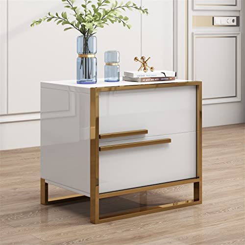 GSEDWWAJ Baking Varnish Bright Bedside Table Italian Wanghong Hotel Bedroom Storage Cabinet Nightstand (Color : Gray)