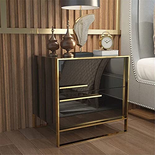 GSEDWWAJ Baking Varnish Bright Bedside Table Italian Wanghong Hotel Bedroom Storage Cabinet Nightstand (Color : Gray)