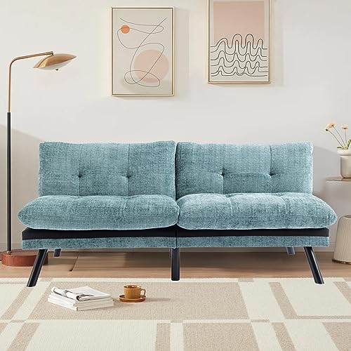 Anwick Futon Sofa Bed Convertible Futon Sleeper Couch, 71" Sleeper Sofa Bed with Adjustable Backrest, Modern Loveseat Couch for Compact Living Room, Apartment, Office (Green)