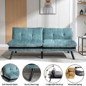 Anwick Futon Sofa Bed Convertible Futon Sleeper Couch, 71" Sleeper Sofa Bed with Adjustable Backrest, Modern Loveseat Couch for Compact Living Room, Apartment, Office (Green)